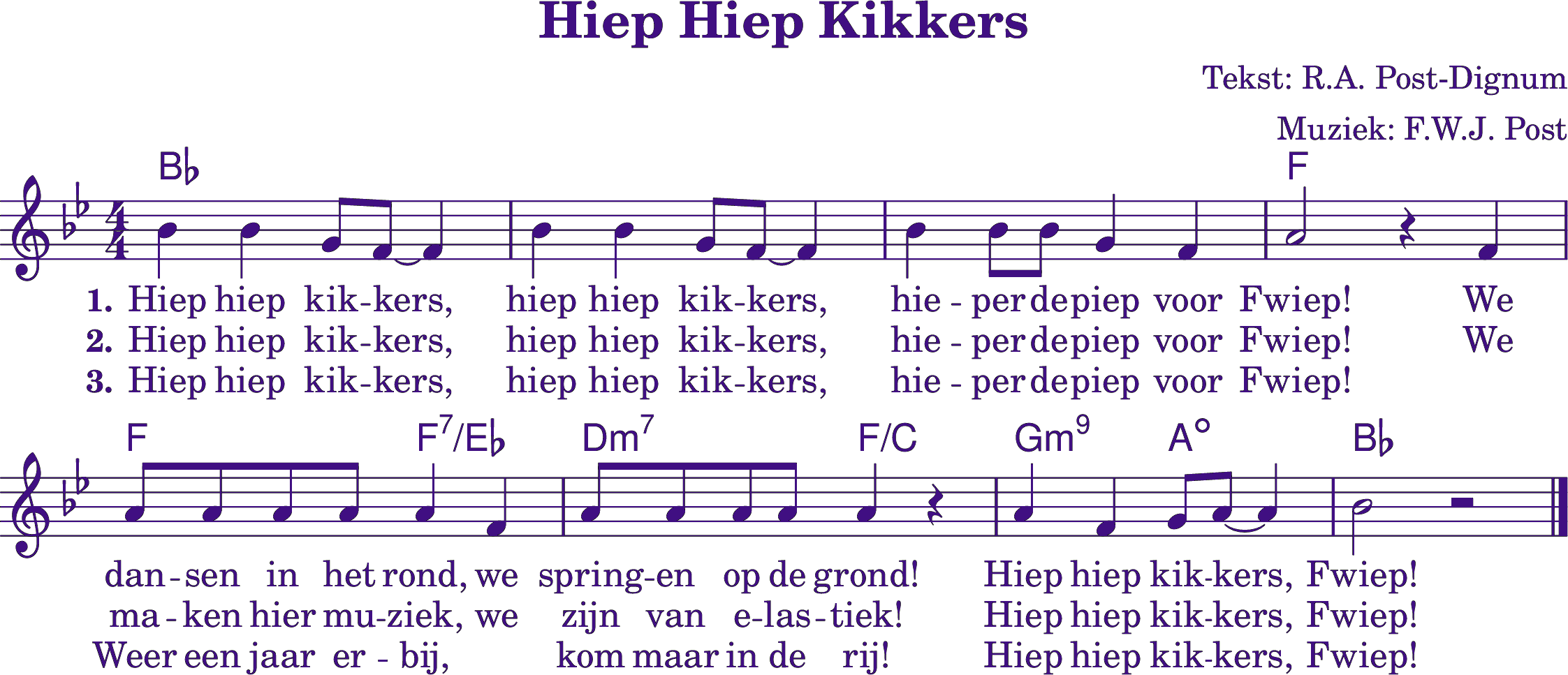 Bladmuziek van Hiep-hiep Kikkers